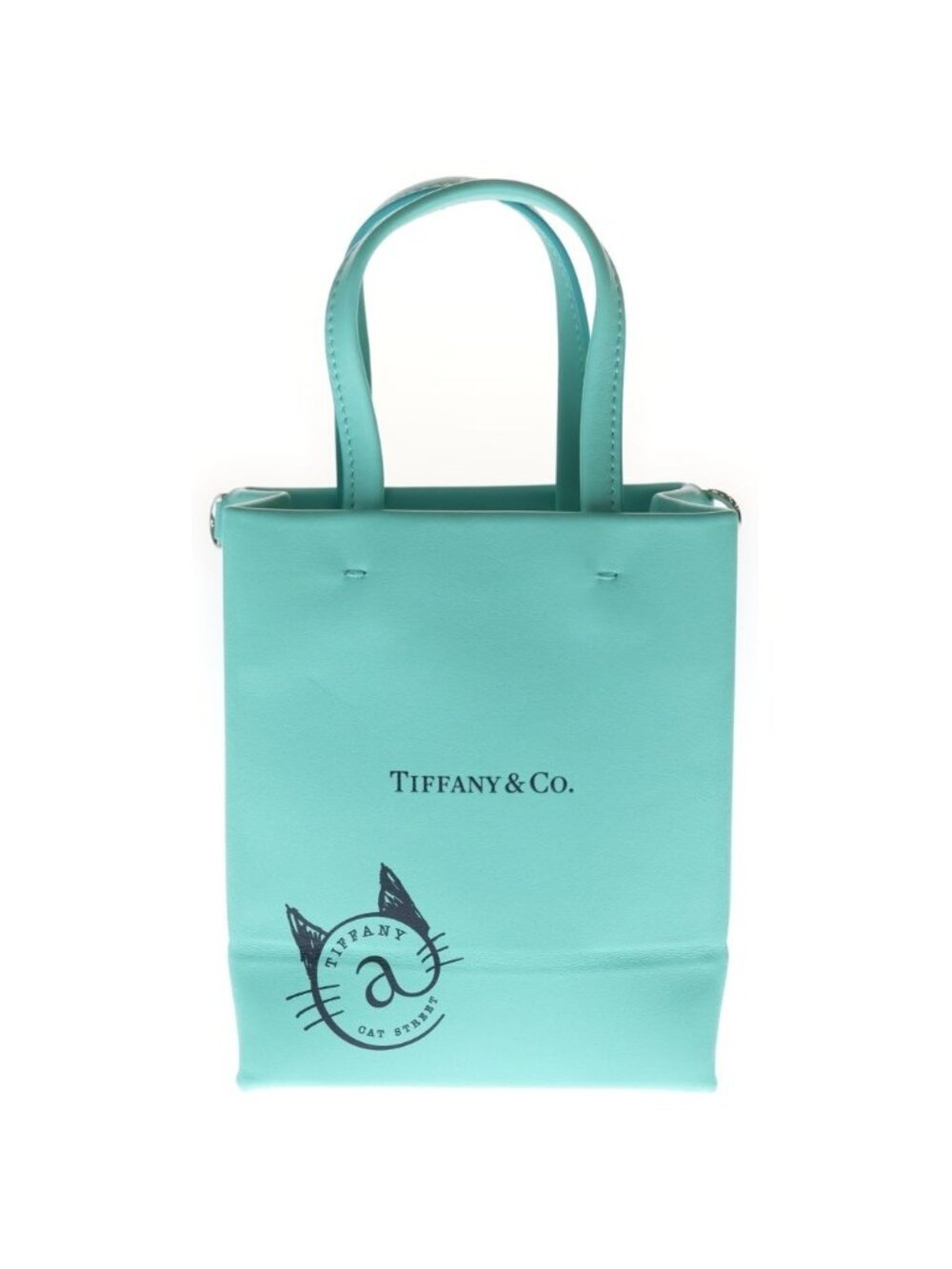Tiffany & Co Shopping Tote Mini Shoulder Bag Cobalt Blue Calf Leather Silver